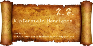 Kupferstein Henrietta névjegykártya